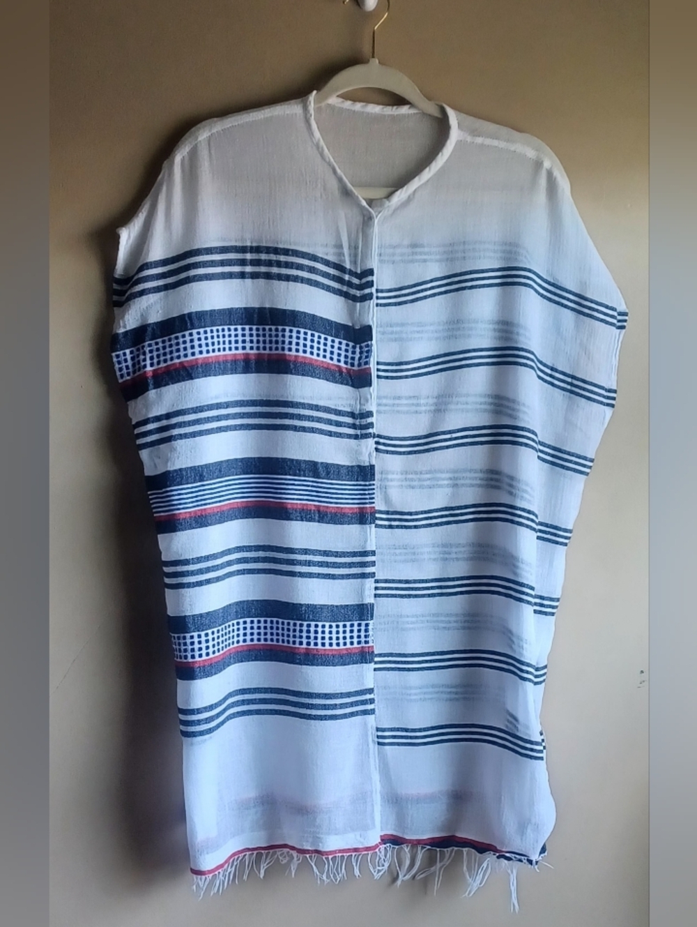 LEMLEM Mini Dress-beach-tunic In White/blue/red.
